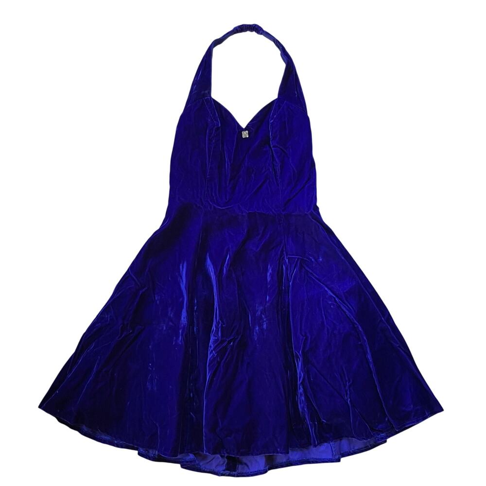 Vintage Rebecca Purple Velvet Tulle Skirt Mini Dress Sz 9 Retro Glam Prom